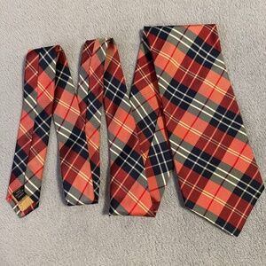 DION Signature Men's Necktie 100% Silk Red Plaid Hand Made In CANADA